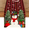 Corredor de Mesa de Natal Novo Transfronteiriço Linho Criativo Estampado Boneco de Neve e Papai Noel Jogo Americano Atmosfera Decorações de Mesa de Natal