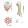 Nuevo Set de Globos con Tema de Frutas de Foil de Aluminio Blanco Lechoso Mate con Fresas para Decoraciones Hawaianas en Fiestas de Cumpleaños Infantiles