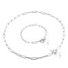 Conjunto de Joias Cassia Novo Aço Inoxidável Atacado Moda Europeia e Americana Simples Corrente Quadrada Colar de Pérolas Conjunto de Pulseira