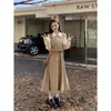 Vestido negro de dos piezas con efecto ilusión para mujer, de longitud media, nuevo para principios de otoño 2026, entallado a la cintura, adelgazante, estilo Hepburn, vestido tipo camisa