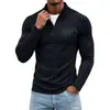 Suministro Transfronterizo de Amazon Camiseta de Manga Larga Ajustada de Seda de Leche para Hombre con Media Cremallera y Cuello Alto Pequeño Multicolor