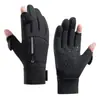 Luvas de Ciclismo de Inverno para Homens, Luvas Flip-Top de Dois Dedos, Forradas com Lã, Quentes, Resistentes à Água, Antiderrapantes, Luvas para Esportes ao Ar Livre com Tela Sensível ao Toque