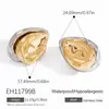 Pendientes Europeos y Americanos de Acero Inoxidable Electrochapados en Oro de 18K Moda Explosiones Mariposa Doble Color Tres Colores Pendientes Joyería de Conservación de Color para Mujeres