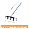 Rastrillo Negro de Siete Dientes, Nueve Dientes y Once Dientes con Mango de Tubo de Acero Hierro, Rastrillo Agrícola para Remover Tierra, Recoger Tierra y Cultivar Tierra