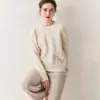 Tejido de cachemir con jacquard de diamante y cuello redondo para mujer 2025 Otoño e Invierno Tejido grueso y cálido Estilo holgado y relajado Tejido de punto trenzado