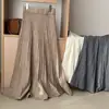 Saia midi plissada de tricô branca para mulheres, nova coleção outono/inverno 2026, cintura elástica, silhueta evasê, barra fluida, design de cauda de peixe, moderna