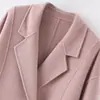 Novo casaco de lã dupla face outono e inverno para mulheres, longo, solto, simples, com gola de terno, feito de lã pura