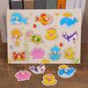 Puzzle de Alfabeto Digital de Madeira Portátil Animal Fruta Puzzle Cognitivo 1-2-3 Anos Crianças Educação Infantil Brinquedos Educativos