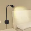 Lámpara de cabecera LED flexible para lectura con regulaciones europeas, regulaciones americanas, regulaciones británicas, cable de enchufe 3W suministro transfronterizo