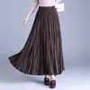 Tejido premium de una sola capa, falda plisada texturizada popular para mujer, colección de otoño 2026, falda larga de cintura alta con dobladillo grande, falda midi simple