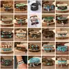 Amazon venta caliente transfronteriza pulsera de cuentas hecha a mano estilo retro para hombre pulsera de línea elástica multicapa con cuentas de madera árbol de la vida