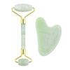 Fábrica de Origem Conjunto de Massagem Rolo de Jade Quartzo Rosa Placa de Raspagem de Jade Rolo de Cabeça Dupla Bastão de Massagem Facial
