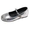 Flats Francesas Retro Plateadas con Aumento Interno y Boca Baja para Mujer Verano 2025 Nuevos Zapatos Versátiles Mary Jane de Suela Blanda para Mujer