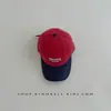Boné de Baseball Color Block Retrô com Aba para Meninos e Meninas, Chapéu de Sol Infantil com Bordado em Inglês e Aba Macia, Boné Casual de Sarja Lavada, Outono