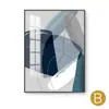 Pintura Decorativa Abstracta de Geometría Simple Nórdica con Costuras Azules Marco de Aleación de Aluminio Artístico de Nicho Entrada Sala de Estar