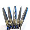 Placa de Cobertura Preto e Azul de 6,0 polegadas Tesouras de Cabeleireiro, Tesouras de Corte de Cabelo, Tesouras Desbastadoras, Dentes de Galho, Dentes Contínuos, Dentes em V, Dentes de Espinha de Peixe Ji