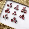 Piedra de Circonita Roja Brillante Pedrería Apilable Pedrería Roja de Lujo Forma Cuadrada Forma de Corazón Acabado Arte de Uñas Hecho a Mano Pedrería Apilable
