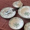 Cerámica Color Bajo Cubierta Espiral de Flores Verde Británico Vajilla Occidental Plato Platillos Juego Plato Sopa Plato Hogar Taza
