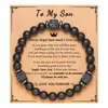 Amazon Explosions Pulsera para Hombre Pulsera de Piedra Volcánica Cuadrada Mate Regalo del Día del Padre Pulsera con Tarjeta para Papá