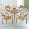 Mesa y Sillas de Plástico Madera para Exteriores Combinación Set de Sillas para Exterior Jardín Ocio Aire Libre Cafetería Comedor Patio Mesa y Sillas