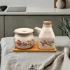 Frasco Cerámico Vintage Resistente a Altas Temperaturas para Condimentos Botella Sal Caja de Condimentos de Cocina Cerámica para el Hogar Manteca Aceite Chiles Salpicados