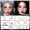 Pegatinas de Tatuajes Coloridas de Halloween, No Tóxicas y Fáciles de Limpiar, Pegatinas Faciales de Monja con Atmósfera de Terror para Mujer, Maquillaje Facial Manchado de Sangre