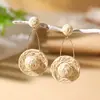 Pendientes de Aro Exagerados Únicos de Rafia, Pendientes Largos Estilo Vacaciones, Joyería Transfronteriza de Primavera, Venta al por Mayor de Pendientes