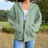 Sudadera con capucha de terciopelo de color liso para mujer, chaqueta de manga larga, top suelto con cremallera, estilo callejero, de Amazon transfronterizo