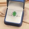 Anillo abierto de esmeralda con imitación de corindón para mujer, de lujo, ovalado y lleno de diamantes, con oferta especial en directo de celebridades de Internet.