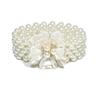 Coreia do Sul super bonita pérola flash diamante incrustado shell peônia grande Camellia clássico cinto fivela elegante elástico cintura corrente para as mulheres