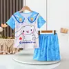 Pijama infantil verão fino menina manga curta estilo princesa renda bebê desenho animado conjunto roupa de casa atacado moda