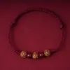 Pulsera de Hilo Rojo Tejida a Mano con Nube Auspiciosa de Madera de Durazno, Amuleto Unisex para el Año de su Zodíaco, Regalo Estilo Tendencia Nacional