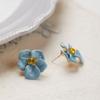 [Phalaenopsis] Flores Iris Azul Super Hada Color Mixto Azul y Blanco Esmalte Glaseado Pendientes Repelente de Mosquitos Plato de Incienso Pendientes Sin Agujeros en las Orejas