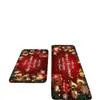 Tapetes de Cocina Transfronterizos, Alfombras Decorativas Navideñas Domésticas Absorbentes de Agua Antideslizantes, Se Pueden Usar como Felpudos de Entrada de Terciopelo de Cristal