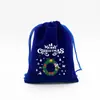 Fornecimento Direto Transfronteiriço Saco de Presente de Doce de Natal de Veludo Azul Pacote de Lanches Saco de Armazenamento Embalagem de Presente de Maçã de Natal