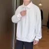 Nueva camiseta tipo polo de media cremallera transfronteriza para hombre, suéter informal retro americano holgado con un diseño elegante y un cuello camisero