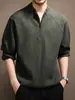 Sudadera de punto gofre de alta gama, ligera y con textura para hombre, con un diseño retro de media cremallera, un corte relajado y mangas largas, adecuada para el uso diario.