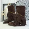 2026 Botines Nuevos Retro con Flecos Botas Hebilla de Cinturón Western Vaquero Adelgazantes Media Pantorrilla Punta Puntiaguda Jinete