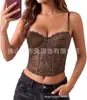 Corset de renda espinha de peixe estilo novo transfronteiriço com aro, top sexy, sem alças, afina a cintura e modela o corpo