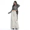 Jeans de mujer color albaricoque claro, lavado vintage, de cintura alta, nueva colección de principios de otoño 2026, pantalones casuales de corte ancho con efecto de caída, algodón