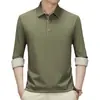 2025 Nova Camisa Polo Masculina Manga Longa Tendência para Homens Jovens e de Meia-Idade, Camiseta Básica Casual Masculina
