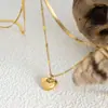 Colar de Aço Titânio Camada Dupla Amor Simples Feminino Ins Versátil Corrente para Clavícula Moda Vintage Pingente Coração de Pêssego Acessórios Joias