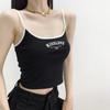Camisola corta ajustada estilo Spice Girl estilo americano, novedad de verano 2023, con estampado de letras en contraste de color retro para mujer