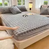 Lençol de Cama Individual de Pelo de Coelho Espesso para Outono e Inverno, Cobertor de Cama Quente, Estiloso, 28/30 cm de Altura, Capa de Colchão Antiderrapante de Veludo Leite Classe A