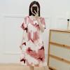 Camisola de Algodão e Seda Feminina Verão Nova Chegada plus size Roupa de Casa Fina Fashionável Pijama de Mãe Manga Curta Vestido Pequeno Floral