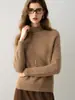 Suéter de cachemir 100% puro de punto grueso de siete agujas para mujer, jersey de cuello semialto, mangas raglán, suéter tejido, capa base de otoño e invierno