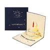 Pastel de cumpleaños Tarjeta de felicitación de papel con música y luz Tarjeta de mensaje de bendición festiva Regalo de fiesta Tallado en papel Venta al por mayor