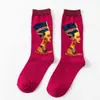 Calcetines Transfronterizos Nuevos de Moda Calcetines para Hombre Mona Lisa Personalizados Literarios Retro Pintura al Óleo Europea y Americana Estrella Algodón Calcetines para Hombre de Caña Alta