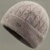 Chapéu de inverno para mulheres idosas, chapéu de lã tricotado com forro de fleece, espessado para aquecimento, proteção contra o frio e proteção para as orelhas, adequado para mães