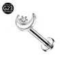 Joyería para Piercing de Aleación de Titanio G23 Estrella Luna Corona Incrustada Circonita Labio Uña Uña de Oreja Uña de Hueso de Oreja Uña de Labio F136